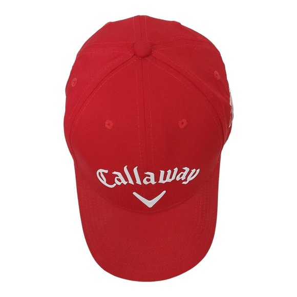 Callaway Metallic Logo Adjustable Strapback Golf Cap Baseball Trucker Hat Red - Picture 10 of 12